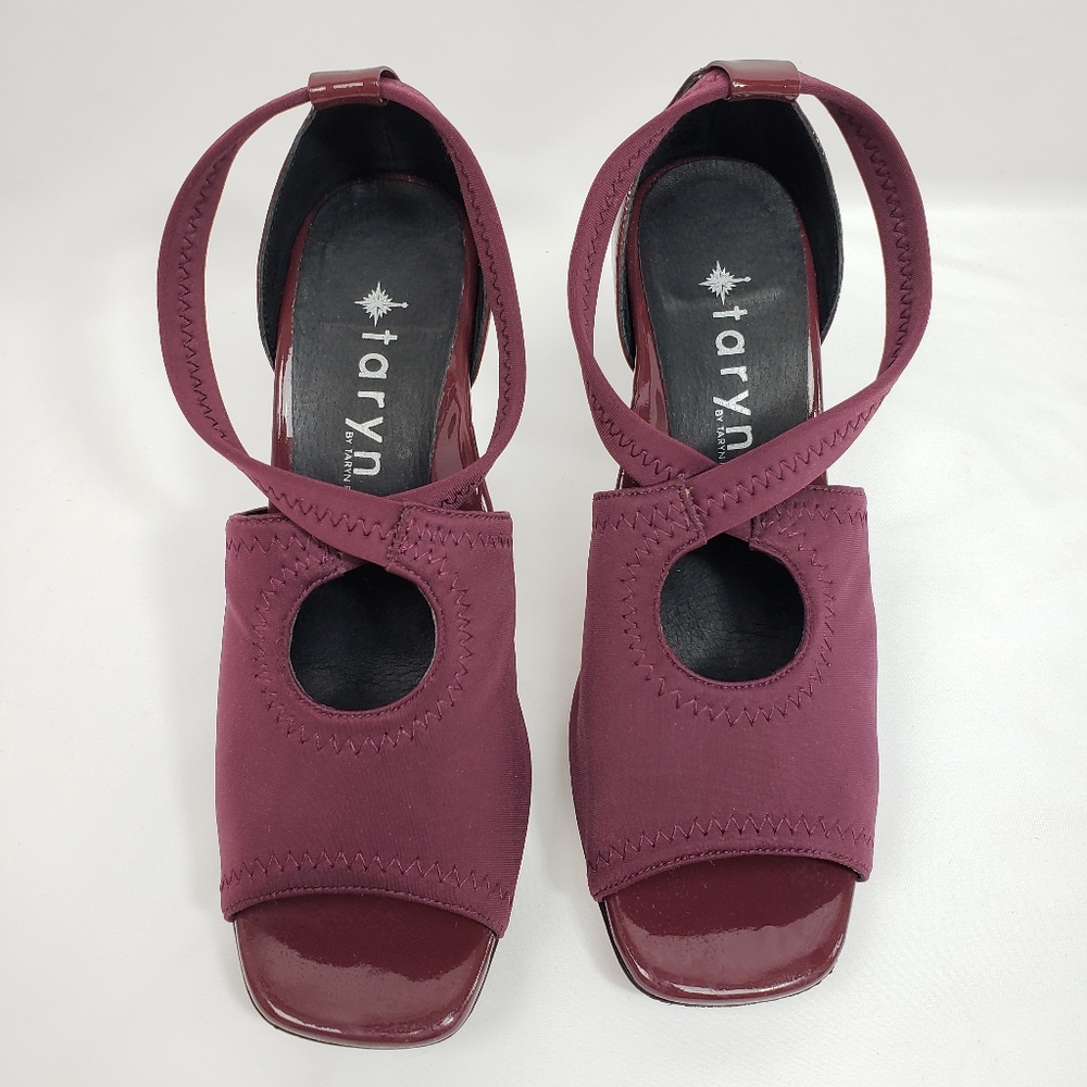 Taryn Burgundy Open Toe Heels - Picture 13 of 13